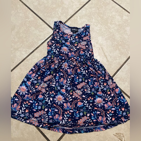 Navy Floral Kids Dress - Picture 2 of 2